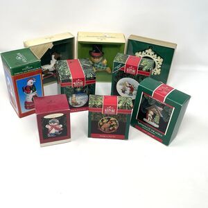 Vintage Hallmark Keepsake Ornaments Lot Of 9 Kurt S Adler Christmas 80's 90's